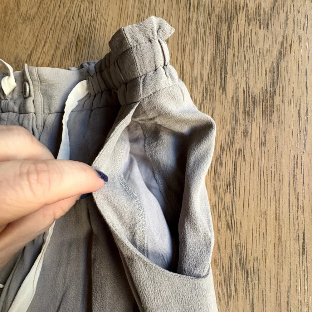 $128 Wilfred Aritzia Allant Linen Blend Pants Grey XXS Paperbag Waist Drawstring